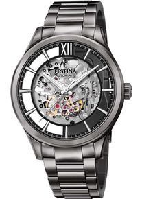 Festina Herren Automatikuhr "Automatik", grau, Armbanduhren, Armbanduhr, Herrenuhr, mechanische Uhr, Edelstahlarmband, Saphirglas