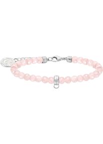 Thomas Sabo Damen Charm-Armband "mit rosa oder schwarzen Beads, A2141-067-9-L19v, A2141-130-11-L19v", 19, Silber 925 (Sterlingsilber), bunt, Silber