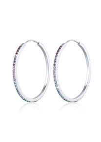 Elli Damen Paar Creolen "Creole Regenbogen Kristalle 925 Silber", OneSize,mit Steinen, Silber 925 (Sterlingsilber), silber, Silber 925