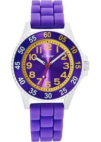 s.Oliver Kinder Quarzuhr, lila, Armbanduhren, Armbanduhr, Kinderuhr, analog, Silikonarmband, Geschenkidee