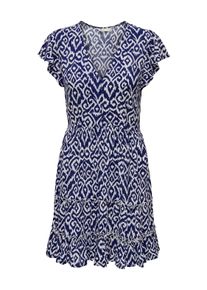 Only Damen Minikleid "ONLCLAUDETTE LIFE SS MINI DRESS WVN NOOS"ombre blau aop:claudette grafic, modisch, Gr. XS, bedruckt, Web, Obermaterial: 100%