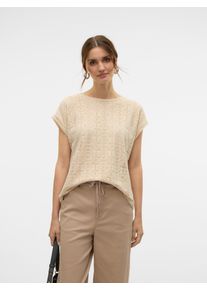Véro Moda VERO MODA Damen T-Shirt "VMMAYA AVA SS TOP JRS VO", beige, modisch, Gr. XS, unifarben, Jersey, Obermaterial: 95% Polyester, 5% Elasthan, Shirts
