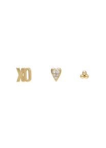 Fossil Damen Ohrstecker-Set "Multipack Schmuck Geschenk Metall JEWELRY Herz XO Trio, JA7277SET", Metall, gelb, Metall, Ohrringe, mit Zirkonia (synth.)