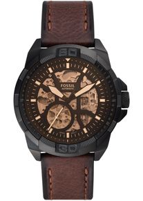 Fossil Herren Automatikuhr "BRONSON", braun, Armbanduhren, Armbanduhr, Herrenuhr, mechanische Uhr, Lederarmband