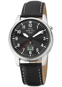 MASTER TIME Herren Funkuhr "Basic", schwarz, Armbanduhren, Armbanduhr, Quarzuhr, Herrenuhr, Datum, Lederarmband