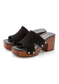 Damen Pantolette, French Connection, Gr. 37, schwarz, Obermaterial: 100% Rindsleder. Futter: 100% Rindsleder. Decksohle: 100% Synthetik. Laufsohle: