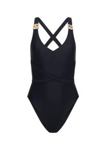MODA MINX Damen Badeanzug "Amour", schwarz, feminin, Gr. L, unifarben, 82% Polyamid, 18% Elasthan, Badeanzüge, mit funkelndem Steinbesatz