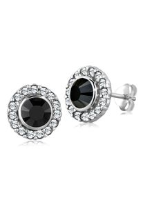 Elli Damen Paar Ohrstecker "Glamour Kristalle 925 Silber", mit Steinen, Silber 925 (Sterlingsilber), schwarz, Silber 925 (Sterlingsilber), Ohrringe
