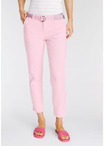 DELMAO Damen Chinohose, rosa, casual, Gr. 40, unifarben, Twill, Obermaterial: 98% Baumwolle, 2% Elasthan, Hosen, knöchelfrei, mit passendem Gürtel
