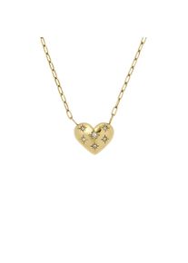 Fossil Damen Kette mit Anhänger "Schmuck Geschenk Edelstahl SADIE Herz, JF04856710", Edelstahl, L: 45,5cm B: 1,2mm, gold, Edelstahl, B:1,2mm,