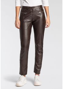Mauritius Damen Lederhose, braun, modisch, Gr. 4XL, unifarben, Obermaterial: 100% Schafsleder. Futter: 100% Polyester, Hosen