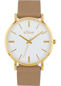 s.Oliver Damen Quarzuhr, beige, Armbanduhren, Armbanduhr, Damenuhr, analog, Silikonarmband
