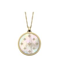 Fossil Damen Kette mit Anhänger "Schmuck Geschenk Edelstahl JEWELRY, JF04864710", Edelstahl, L: 86,5cm B: 1mm, weiß, Edelstahl, B:1mm, Halsketten,