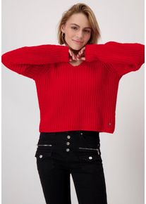 monari Damen V-Ausschnitt-Pullover, rot, modisch, Gr. 34, unifarben, clean, Strick, Obermaterial: 100% Polyester, Pullover, aus Chenillegarn