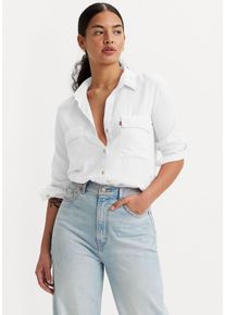 Levi's LEVI'S Damen Hemdbluse "DOREEN UTILITY SHIRT RE", weiß, casual, Gr. S, Web, Obermaterial: 50% Viskose, 40% Baumwolle, 10% Leinen, Blusen, in