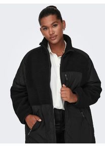 Only CARMAKOMA Damen Steppmantel "CAROHIO QUILT MIX FLEECE JACKET CC OTW", schwarz, casual, Gr. M, unifarben, Web, Fleece, Obermaterial: 100%