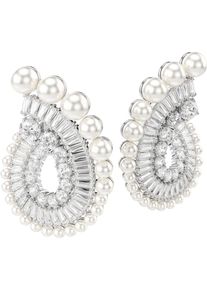 Swarovski Damen Paar Ohrstecker "Schmuck Geschenk Ariana Grande Drop-Ohrhänger, 5720869", Metall-Perlen, silber, Metall, Perlen, Ohrringe, mit