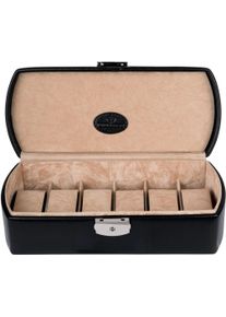 Windrose Damen Uhrenbox "Merino, 803740.08", B/H/T: 26cm x 7,5cm x 11,5cm, schwarz, B:26cm H:7,5cm T:11,5cm, Aufbewahrungsboxen, Aufbewahrung,