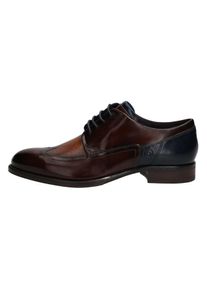 Bugatti Herren Schnürschuh, Gr. 41, braun, Leder, elegant, Schuhe, mit Ziernähten, Freizeitschuh, Halbschuh, Schnürschuh