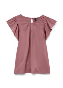 Véro Moda VERO MODA Damen Kurzarmbluse "VMBELLA SS LACE TOP WVN GA NOOS", rosa, modisch, Gr. M, unifarben, Web, Obermaterial: 97% Viskose, 3% Elasthan, Blusen