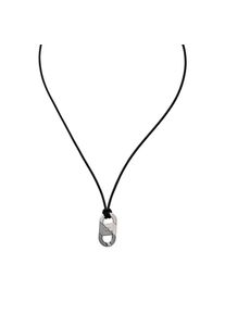 Emporio Armani Damen Kette mit Anhänger "Schmuck Geschenk Edelstahl Leder, EGS3170040", Edelstahl-Leder, L: 52,5cm B: 2mm, schwarz, Edelstahl, Leder,