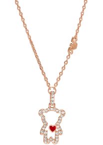 Emporio Armani Damen Kette mit Anhänger "Schmuck Geschenk Metall Halskette Teddy mit Herz, EGS3162221", Metall, L: 42cm B: 1mm, rosa, Metall, B:1mm,
