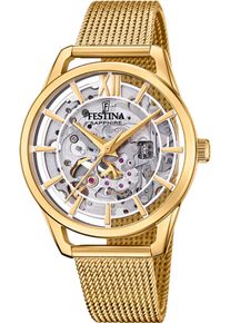 Festina Damen Automatikuhr "Automatik", gold, Armbanduhren, Armbanduhr, Damenuhr, mechanische Uhr, Edelstahlarmband