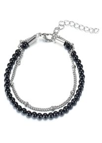 Firetti Fußkette "Schmuck Geschenk KörperSchmuck", Edelstahl, schwarz, Edelstahl, Fußkettchen, mit Türkis, Achat oder Dumortierit