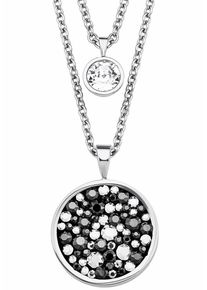 s.Oliver Damen Kette mit Anhänger "2018567", Edelstahl, L: 43cm B: 1,9mm, grau, Edelstahl, B:1,9mm, Halsketten, mit Kristallen