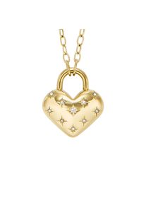 Fossil Damen Kette mit Anhänger "Schmuck Geschenk Edelstahl SADIE Herz, JF04829710", Edelstahl, L: 71cm B: 2,5mm, gold, Edelstahl, B:2,5mm,