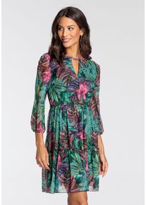 Melrose Damen Meshkleid, bunt, feminin, Gr. 36, mehrfarbig, bedruckt, gemustert, geblümt, Netz, Interlock, Obermaterial: 95% Polyester, 5% Elasthan.