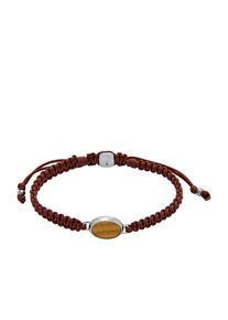 Fossil Armband "Schmuck Geschenk Edelstahl Nylon JEWELRY Makramee, JF04853040", Edelstahl-Nylon, braun, Edelstahl, Nylon, Armbänder, mit Tigerauge