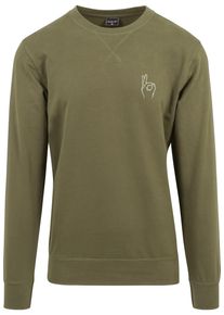 MisterTee Herren Rundhalspullover "MisterTee Easy Sign Crewneck", grün, casual, Gr. XL, unifarben, 100% Baumwolle, Pullover