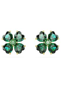 Swarovski Damen Paar Ohrstecker "IDYLLIA, KLEEBLATT, 5666236", Metall, grün, Metall, Ohrringe, mit Swarovski Kristall und Swarovsi Zirkonia (synth.)