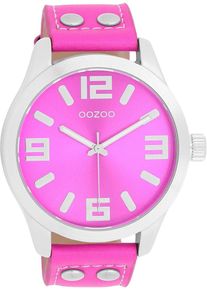 Oozoo Damen Quarzuhr, pink, Armbanduhren, Armbanduhr, Damenuhr, Herrenuhr, Lederarmband, Ø 46mm