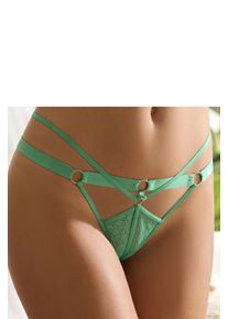 Lascana Damen String "Tilda", Gr. 44, grün, Spitze, Obermaterial: 83% Polyamid, 17% Elasthan, Unterhosen, mit aufregender Bänder-Optik und edlen