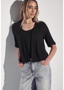 Street One Damen Shirtjacke, schwarz, casual, Gr. 42, unifarben, Jersey, Obermaterial: 76% Polyester, 19% Viskose, 5% Elasthan, Shirts, im Strick-Look