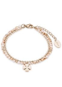 s.Oliver Damen Armband "Kleeblatt, 2018361", Edelstahl, rosa, Edelstahl, Armbänder, mit Glasstein