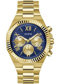 Guess Herren Multifunktionsuhr "EQUITY"goldfarben, blau, Armbanduhren, Armbanduhr, Quarzuhr, Herrenuhr, Edelstahlarmband