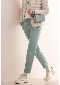 Cecil Damen Stoffhose "Style Tracey"cool salvia grün, casual, Gr. S, unifarben, Web, Obermaterial: 73% Baumwolle, 24% Polyester, 3% Elasthan, Hosen,