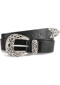 Lascana Damen Hüftgürtel "Hosengürtel", schwarz, casual,modisch, Gr. 90, unifarben, Lederimitat, Gürtel, mit Schnalle im Western Look, Gürtel,