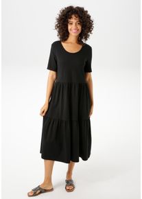 Aniston CASUAL Damen Sommerkleid, schwarz, casual, Gr. 42, unifarben, Single Jersey, Obermaterial: 95% Baumwolle, 5% Elasthan, Kleider, in trendiger