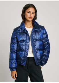 Pepe Jeans Damen Steppjacke "FLORA"klein blau, casual, Gr. XL, glänzend, Web, Obermaterial: 100% Polyamid, Jacken, im praktischen 2-in-1 Design