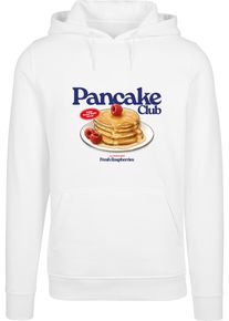 MisterTee Herren Kapuzensweatshirt "MisterTee Pancake Club Hoody", weiß, Gr. S, bedruckt, 65% Baumwolle, 35% Polyester, Sweatshirts