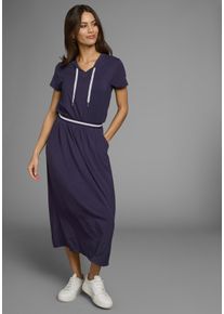 Laura Scott Damen Sommerkleid, blau, casual, Gr. 46, unifarben mit Farbeinsatz, Single Jersey, Obermaterial: 95% Viskose, 5% Elasthan, Kleider, mit