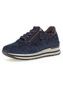 Gabor Damen Keilsneaker "Turin", Gr. 39, blau, Ziegenveloursleder, Lackleder, sportlich, Schuhe, Freizeitschuh, Halbschuh, Schnürer, gepolsterter