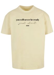 Merchcode Herren T-Shirt "Merchcode Herren Just Start Heavy Oversize Tee", gelb, casual, Gr. XS, bedruckt, 100% Baumwolle, Shirts