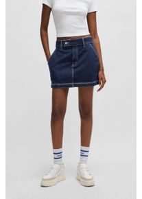 HUGO BLUE Damen Minirock "Garalia", blau, casual, Gr. XL, unifarben, Web, Obermaterial: 100% Baumwolle, Röcke, mit Kontrastnähten