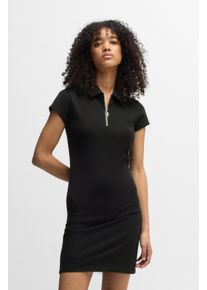 HUGO BLUE Damen Jerseykleid "Nera", schwarz, casual, Gr. M, unifarben, Jersey, Obermaterial: 94% Baumwolle, 6% Elasthan, Kleider, mit Polokragen,