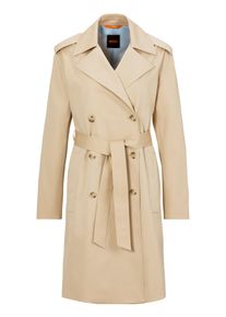 BOSS Orange Damen Kurzmantel "Cotrench Premium Damenmode", beige, casual, Gr. L, unifarben, Web, Obermaterial: 98% Baumwolle, 2% Elasthan, Mäntel,